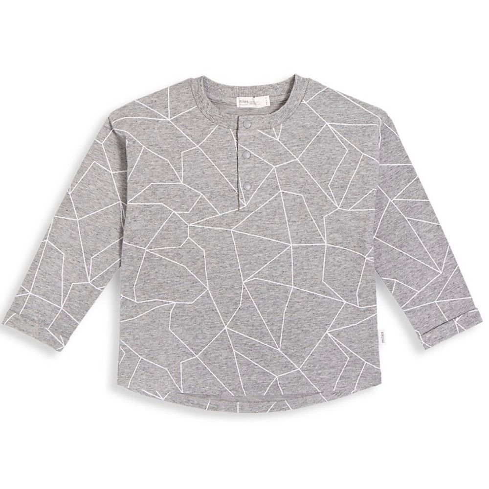 Miles Boy’s Dark Heather Snow Day Front Snap Stretch Cotton Henley Top Size 6